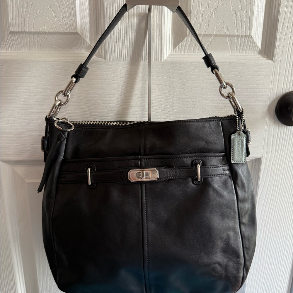 Black Leather Coach Shoulder Bag